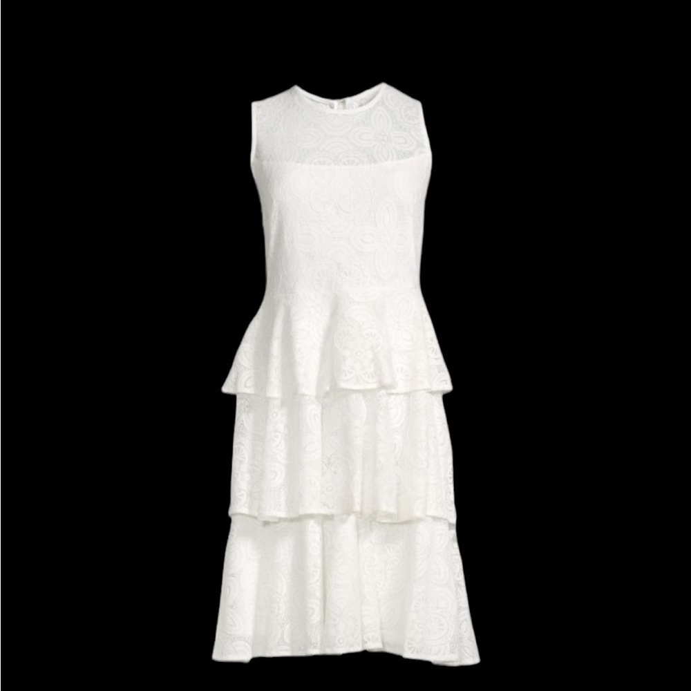 NWOT Calvin Klein White Tiered Lace Dress